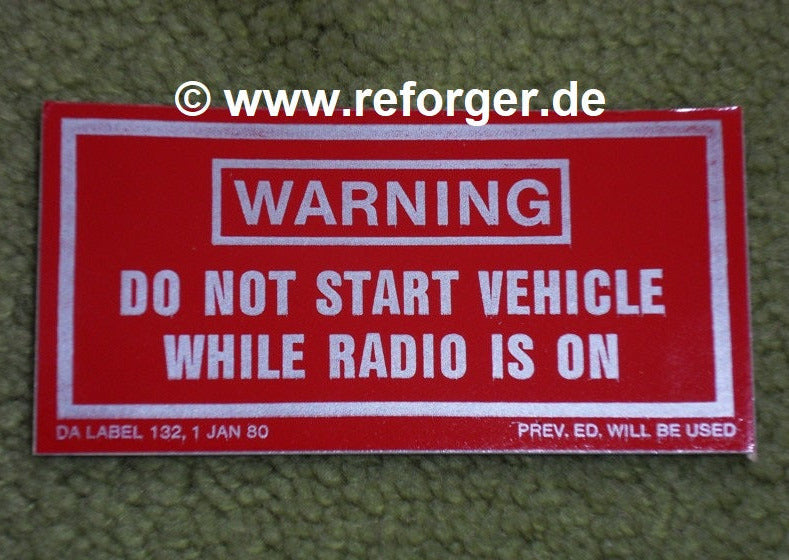 Warnaufkleber Do Not Start Vehicle