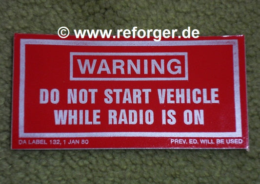 Warnaufkleber Do Not Start Vehicle