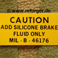 Aufkleber - ADD SILICONE BRAKE FLUID MIL-B-46176