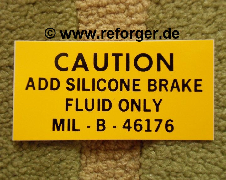 Aufkleber - ADD SILICONE BRAKE FLUID MIL-B-46176