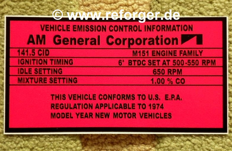 Aufkleber - M151 Emission Control