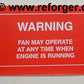 HMMWV M998 Vehicle Engine Fan Warning Decal