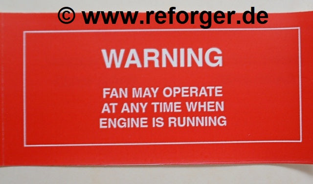 HMMWV M998 Vehicle Engine Fan Warning Decal