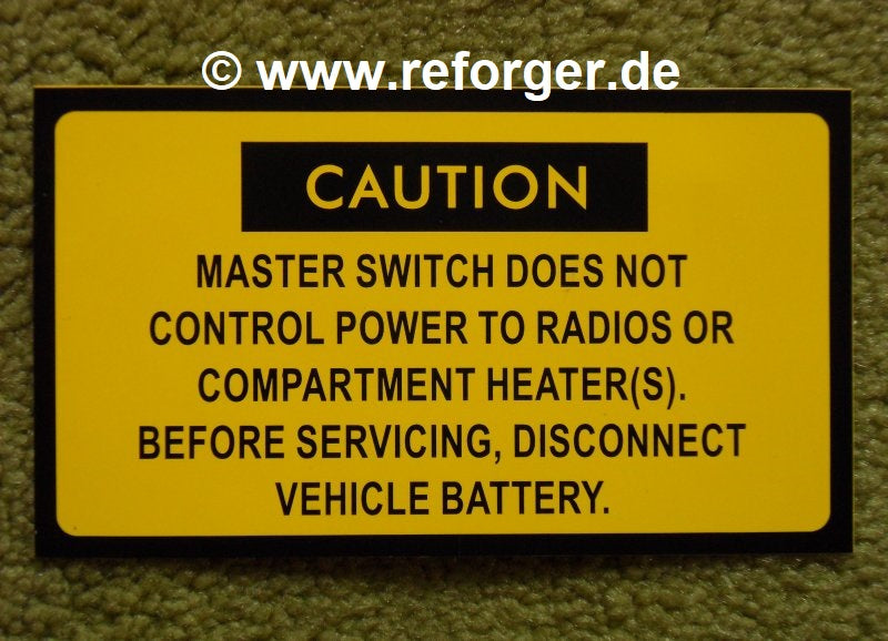 Military Vehicle Sticker Master Switch Does Not Control