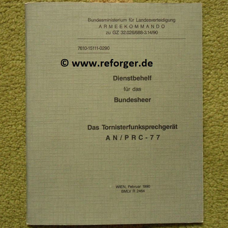 Bundesheer ÖBH Dienstbehelf Handbuch für Funkgerät PRC-77