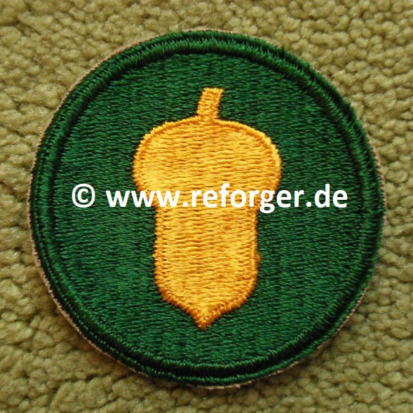 US Army WWII Patch mit goldener Eichel auf grünem Hintergrund, rundes Abzeichen der 87th Infantry Division für Uniformen und Sammler