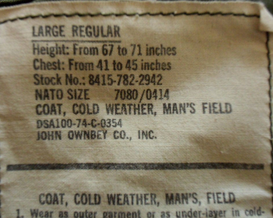 USAF M65 Field Jacket Large Reg