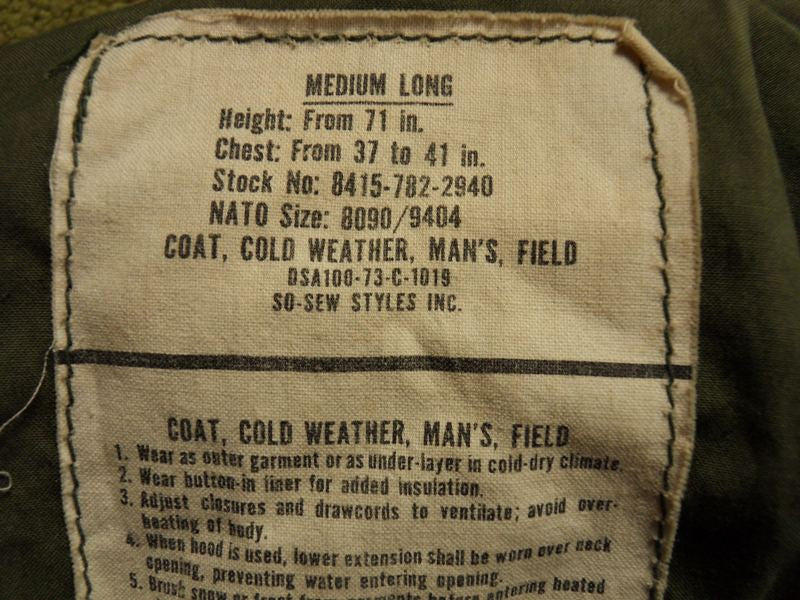 M65, U.S. Field Jacket in Medium Long