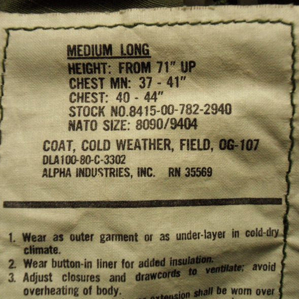 M65 Field Jacket Medium Long Pershing Missile Unit